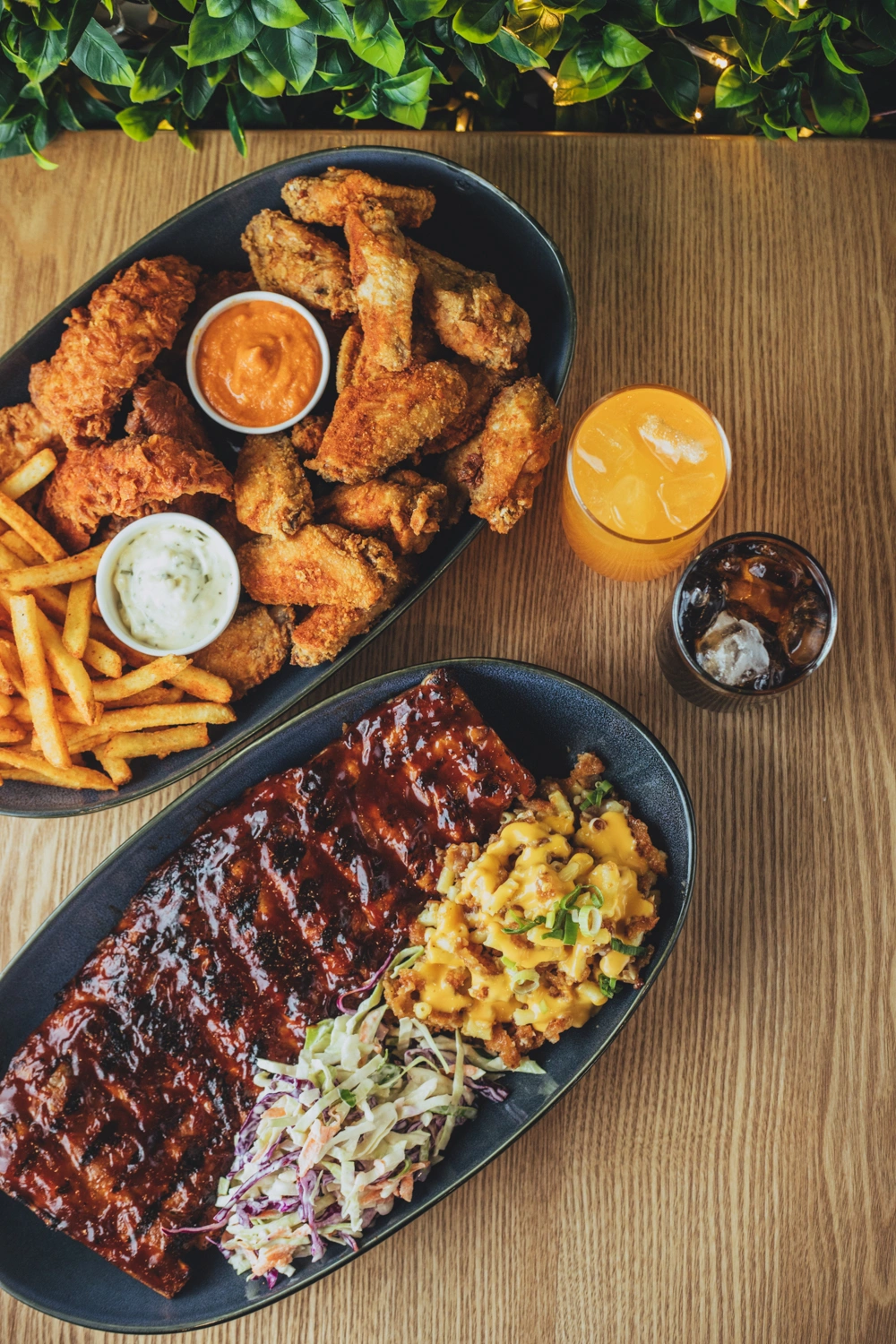 Wings, fries and ribs feast